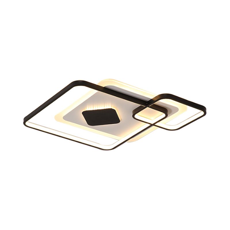 Geometrische Deckenleuchte, einfache schwarze LED-Deckenleuchte aus Metall in weißem/warmem Licht, 16,5"/19,5"/23,5" breit
