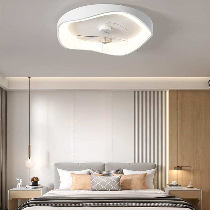 Contemporary 3-Blade Ceiling Fan White LED Fan with Light for Home