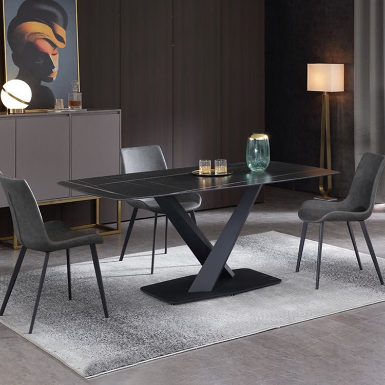 Modern Sintered Stone Dining Set 1/3/4/5 Pcs with Rectangle Table and Side Chairs