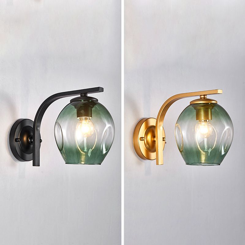 Iron & Glass 1 - Light Wall Sconce in Black / Gold Modernism Wall Lighting Fixture