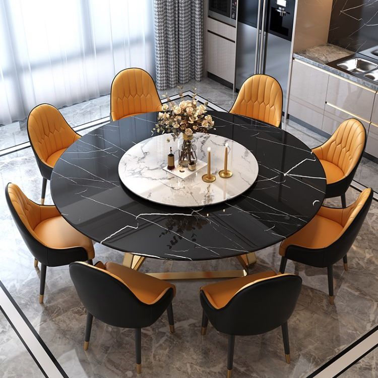 Marble Dining Table Contemporary Dining Site Table with Pedestal Base