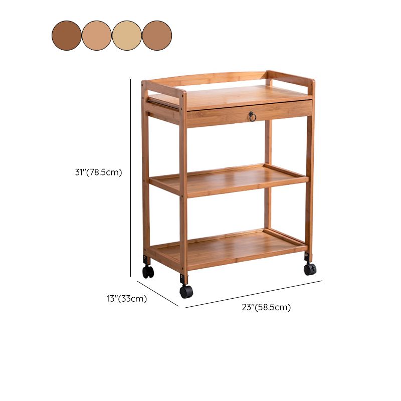 Modern Open Storage Kitchen Trolley Rolling Prep Table with Open Shelves