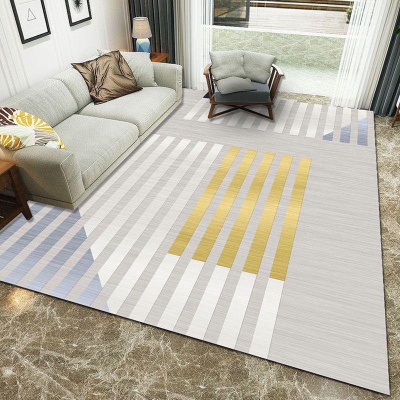 Multi-Color Geometric Rug Polypropylene Contemporary Rug Washable Stain Resistant Non-Slip Carpet for Home