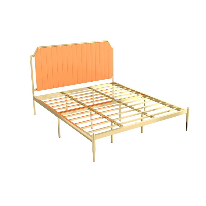 Contemporary Scooped Panel Headboard Bed with Metal Legs in Iron