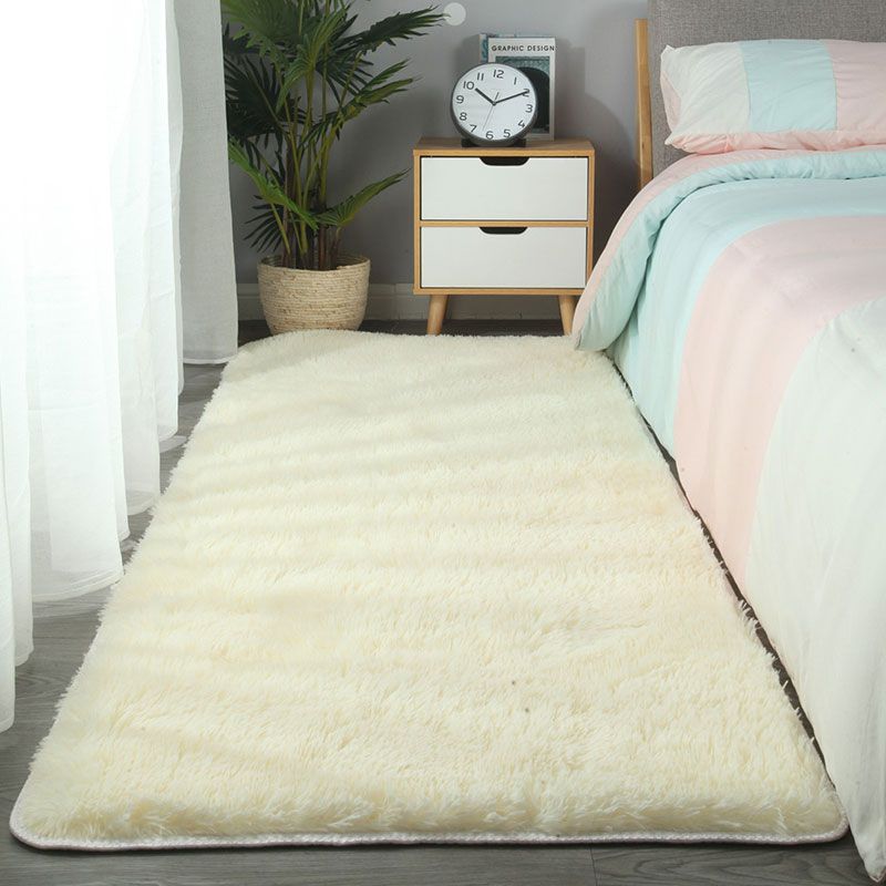 Modern Solid Shag Rug Polyester Area Rug Stain Resistant Indoor Carpet for Home Decoration