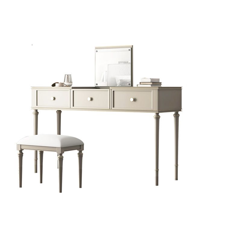 Make-up Vanity Mirrored Wood Dressing Table Padded Stool Set