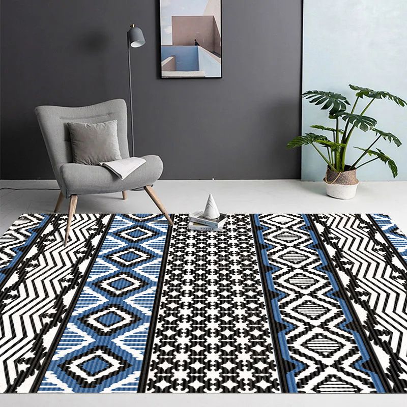 Donkere kleur Southwestern Print Rug Polyester Boho-chic tapijt Non-slip achterste binnen Tapijt voor woonkamer