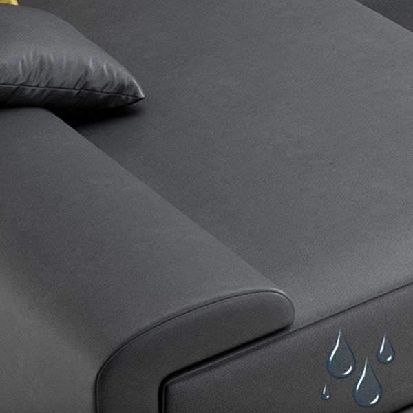 4-seat Contemporary Fabric/Faux Leather Pillow Top Arm Sofa for Living Room