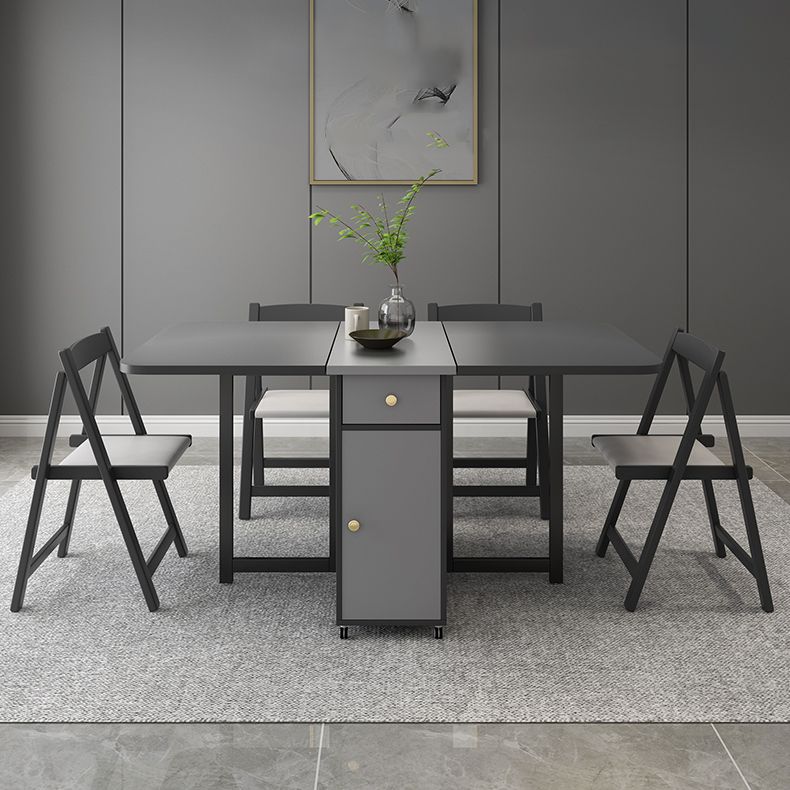 Mesa de comedor rectangular moderno de mediados de siglo Mesa de hoja caída con base de madera maciza, 59 "L x 29.1" H