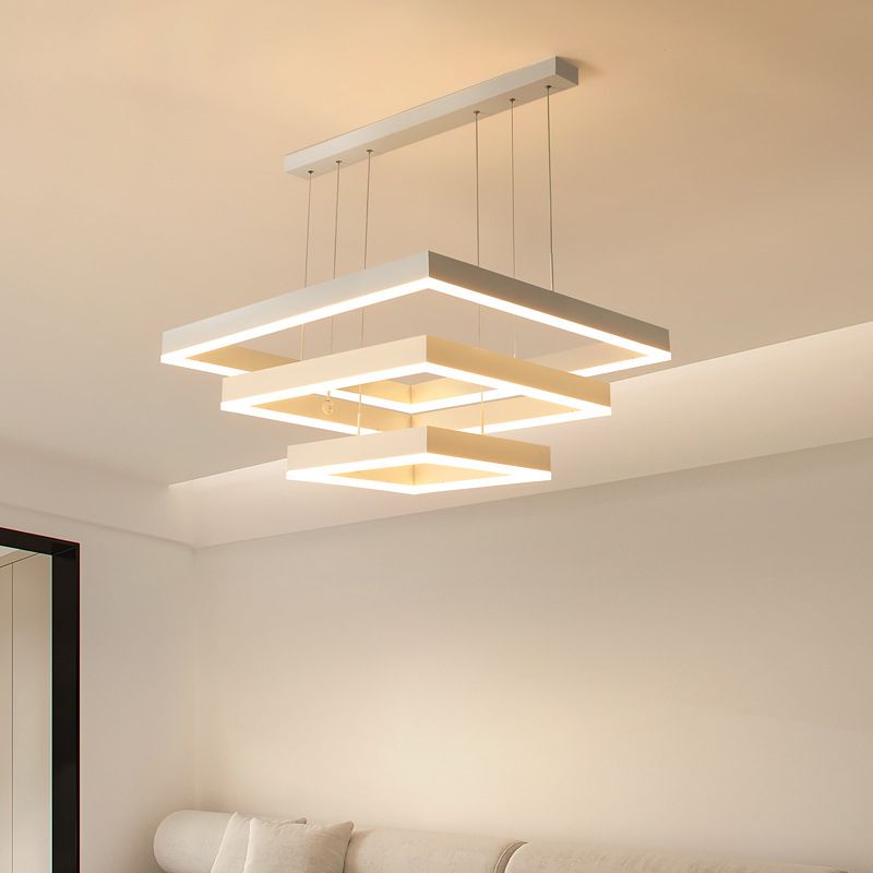 Aluminium Chandelier blanc Light Geométrique LED simple Chandelier pour chambre à coucher