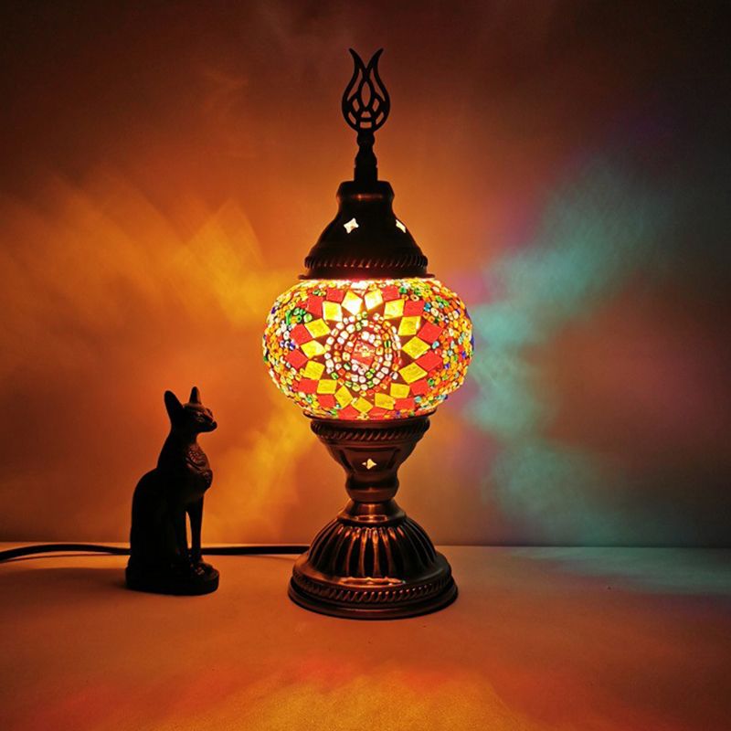 Mesa de mosaico de estilo vintage Lámpara de vidrio Lámpara de lámpara de escritorio de lámpara de vidrio