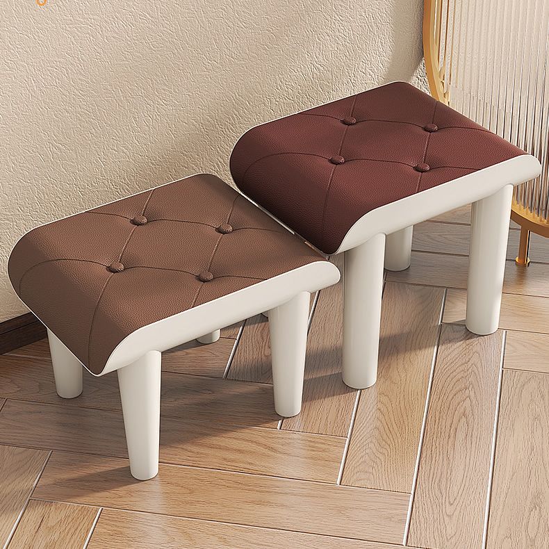 Contemporary Ottoman Faux Leather Acrylic Frame Tufted Rectangle Ottoman