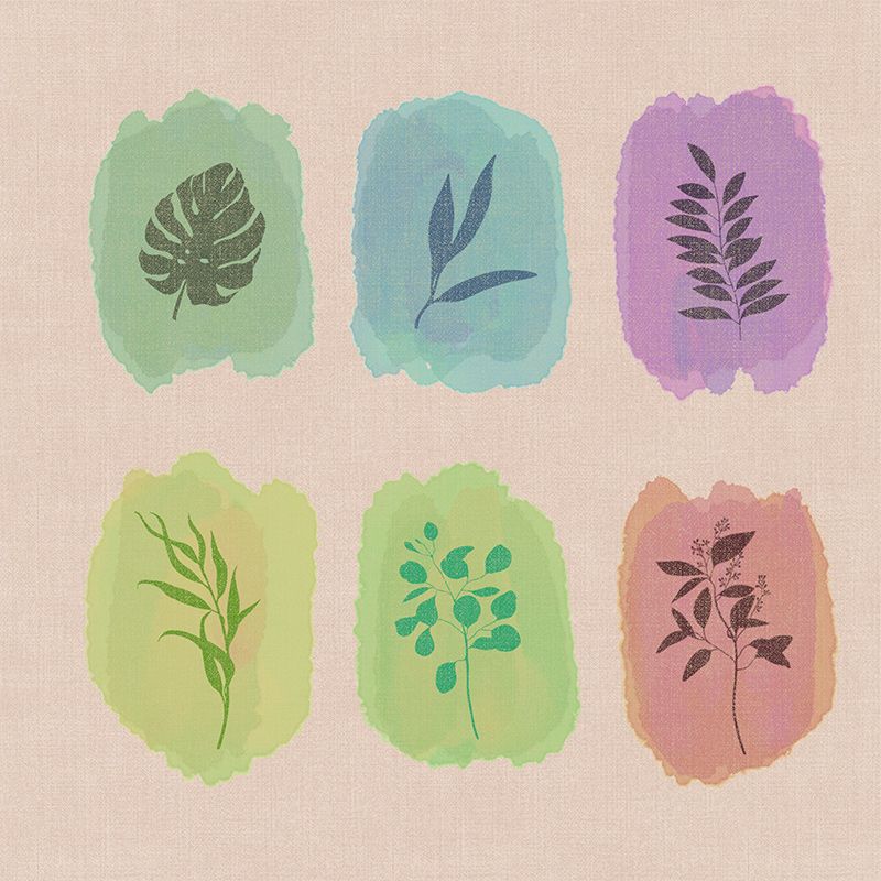 Eco-friendly Illustration Wall Mural Wallpaper Plant Decoration Sitting Room Wall Mural