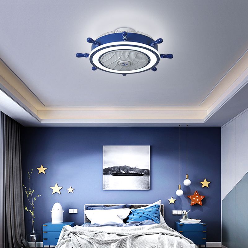 Luce del ventola blu navy LED Mediterranea LED ACRILICO SEMI FLUSH MONTURE LUCE DEL CAMERA PER RAGAZZA