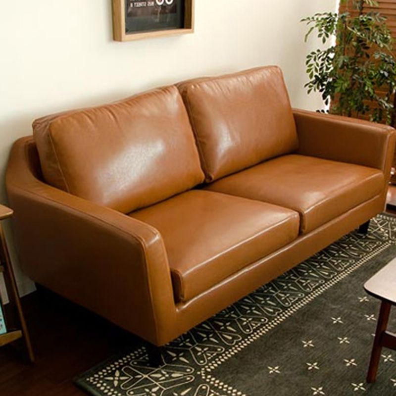 Übergangs Kunstleder ausgestattet Armsofa mit 2 Kissen für Wohnzimmer