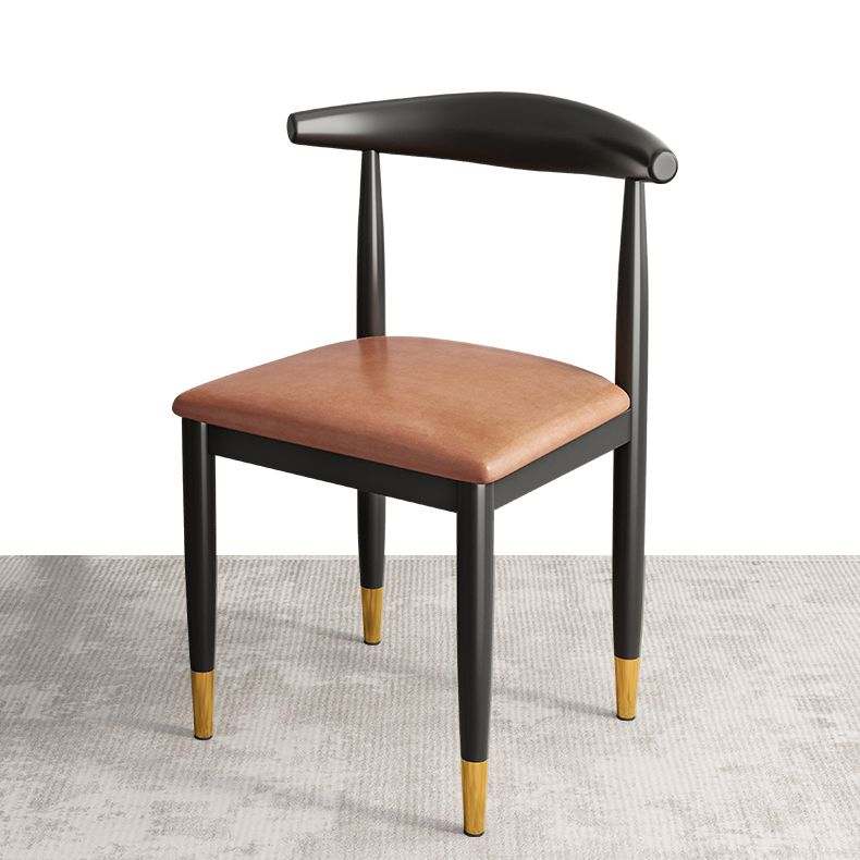 Contemporary Metal Side Chair Restaurant Armless Cow Horn Open Back Dining Side Chair