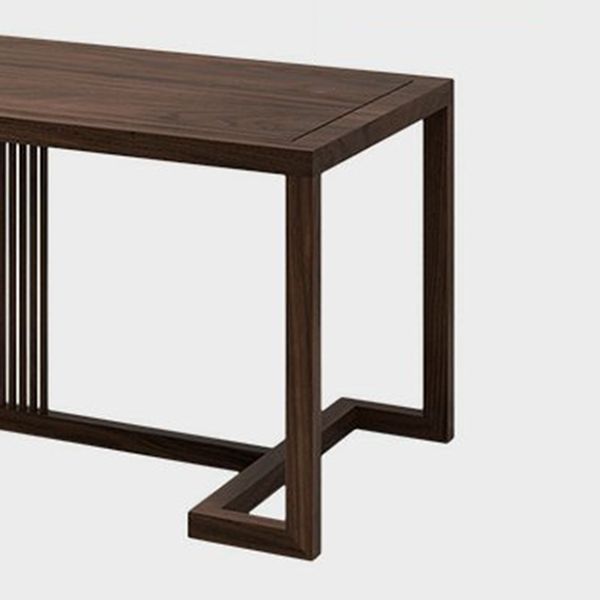 Mesa de comedor de madera de elm industrial mesa rectángulo en marrón con base de caballete