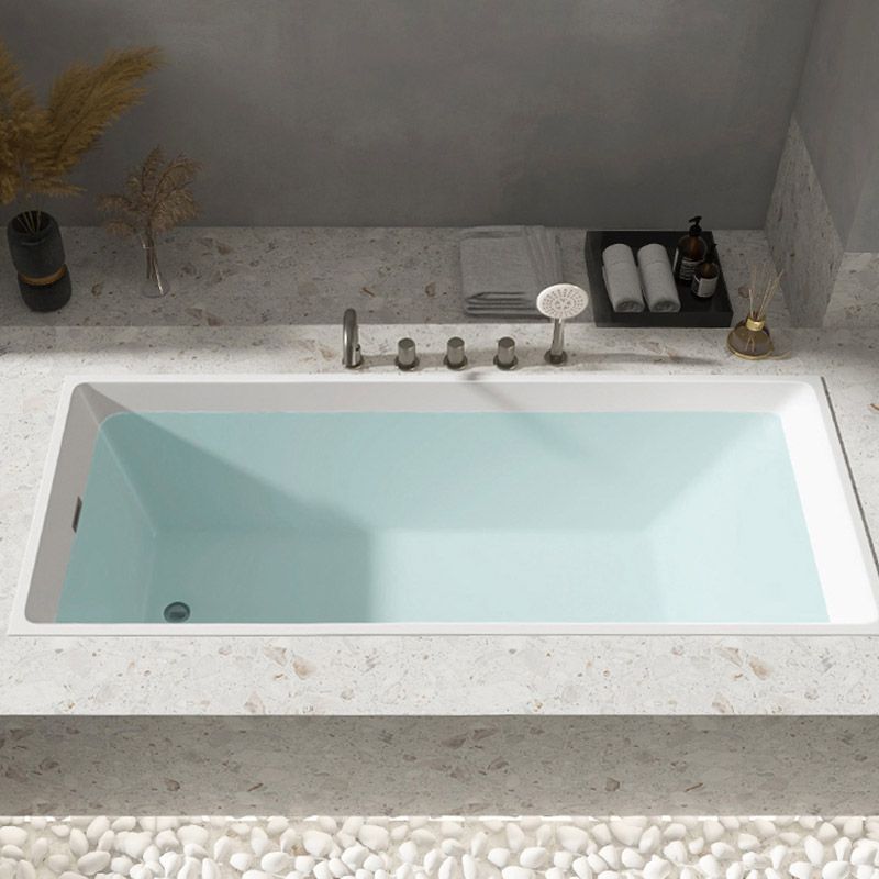 Modern Acrylic Embedded Bathtub Rectangle with Drain Bath Tub and Overflow Hole