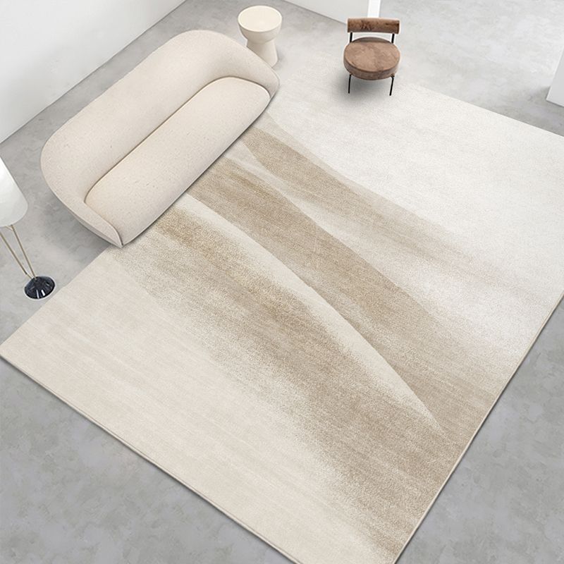 Light Brown Simple Rug Polyester Graphic Rug Non-Slip Backing Rug for Living Room