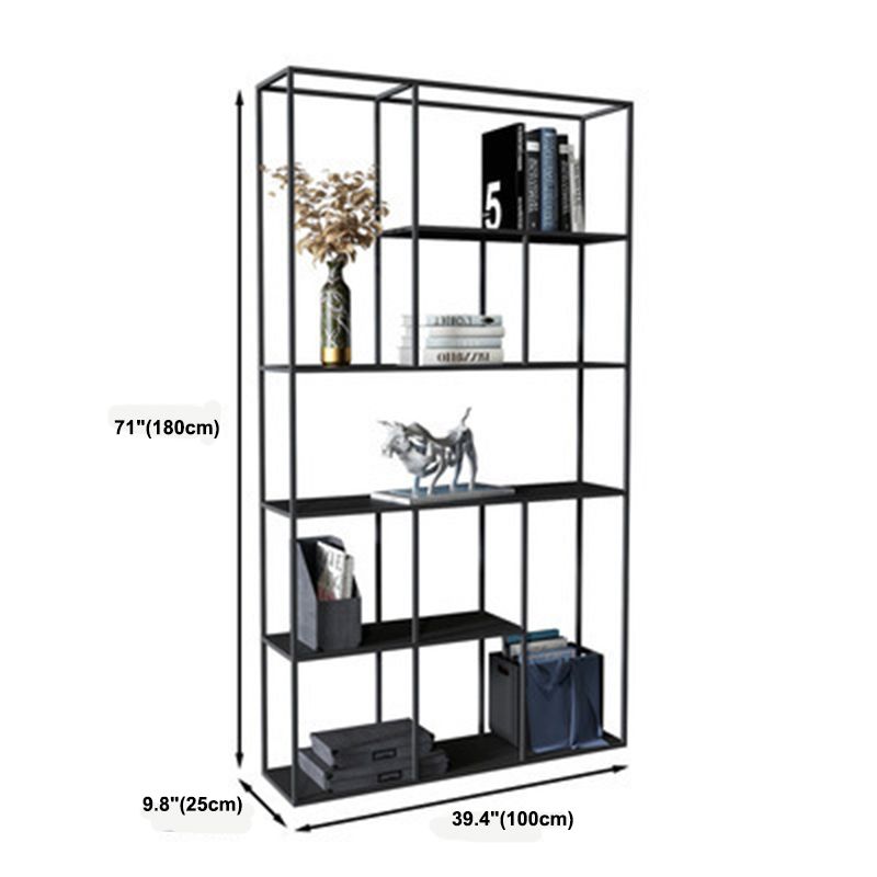 Modern Metal Bookshelf Black Etagere Open Shelf Bookcase in Burnish
