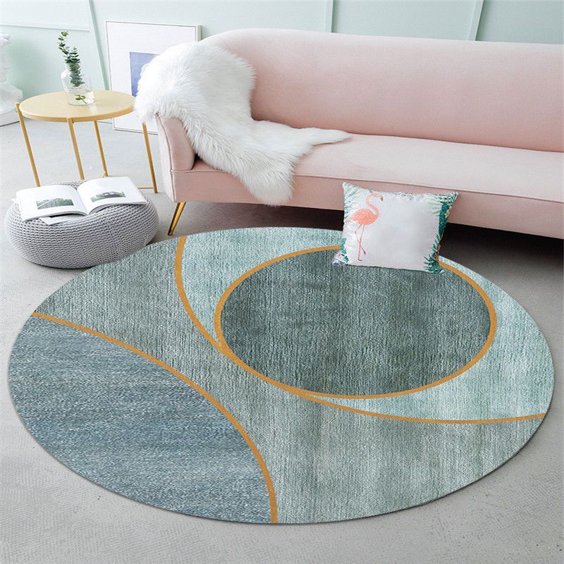 Round Polyester Carpet Trendy Houndstooth Pattern Rug Stain Resistant Area Rug for Living Room