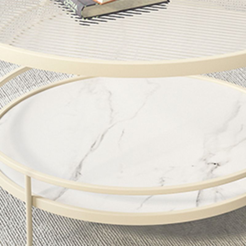 Round Tropical Single Coffee Table No Distressing Glass Coffee Table with 3 Legs