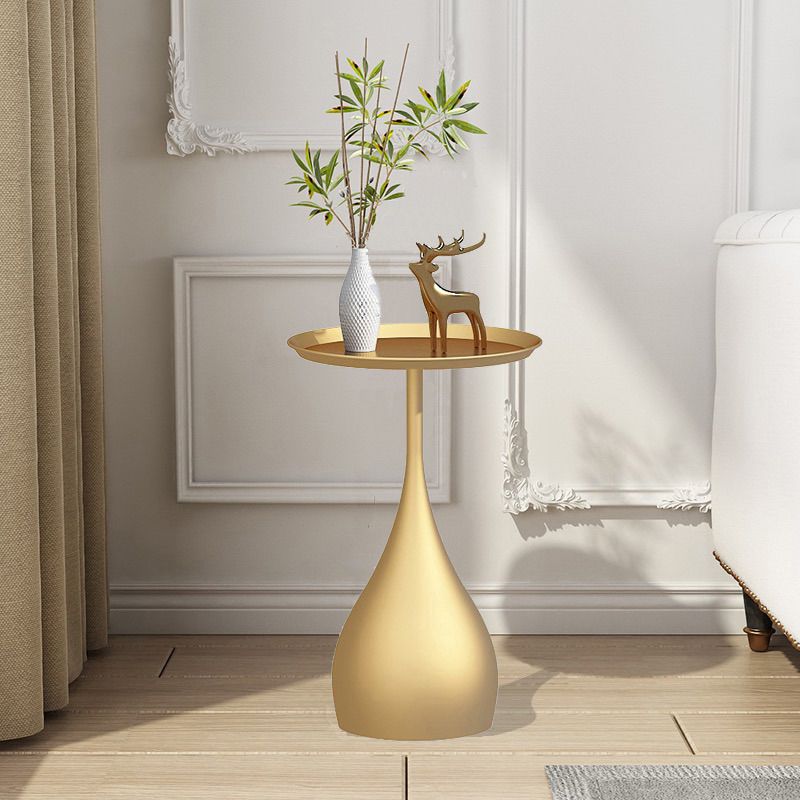 Modern Style Blue/gold/black Metal Base Metal Tray Round Side Table