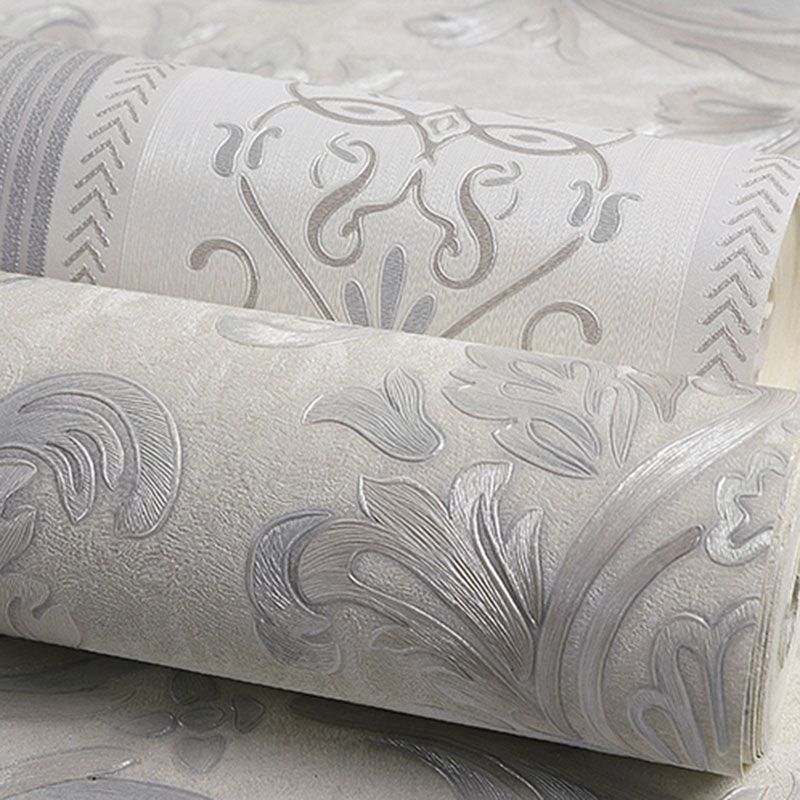 Art mural au design damassé classique pour la décoration de la chambre à coucher, art mural de 20,5 po de largeur x 33 pi de longueur en couleur claire