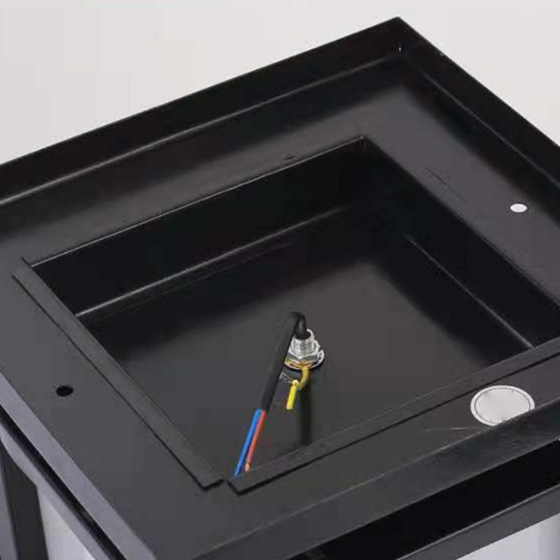 Metal Rectangle Shape Solar Pillar Lamp Modern 1 Light Waterproof Outdoor Light in Black