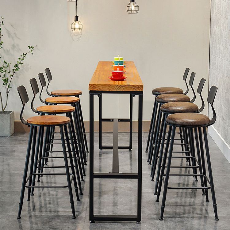 Industrial 1/5/9 Pieces Bar Table Set Rectangle Wood Counter Table for Milk Tea Shop