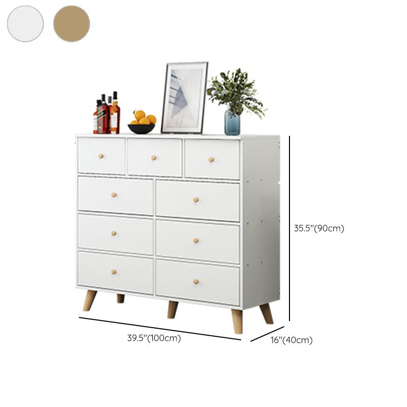 Scandinavian Wood Horizontal Storage Chest with Drawers for Home