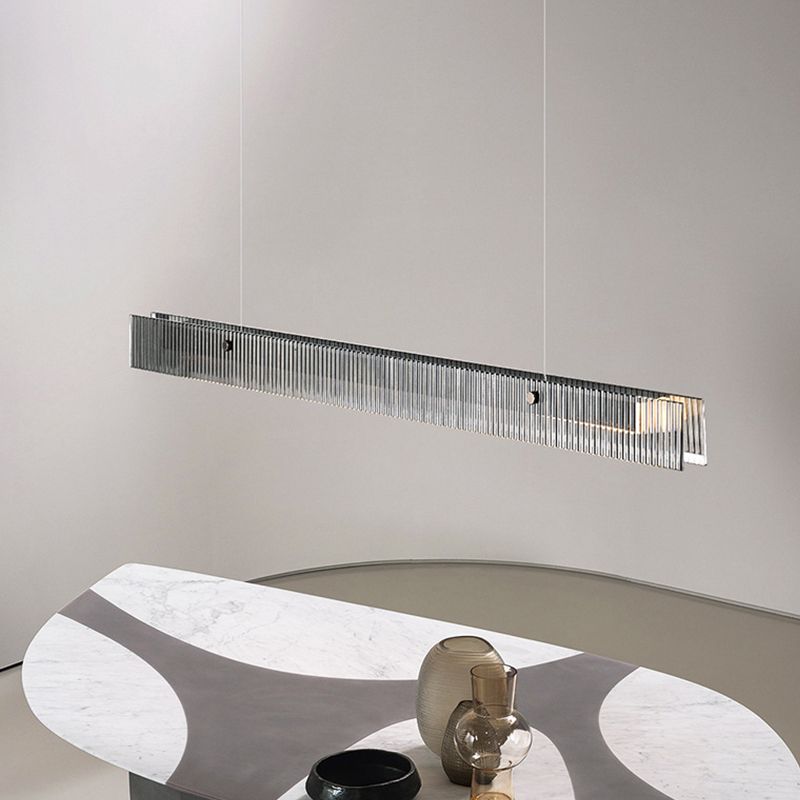 Modern Simple Island Pendant Rectangular Shaped Metal 1 Light Island Light for Restaurant