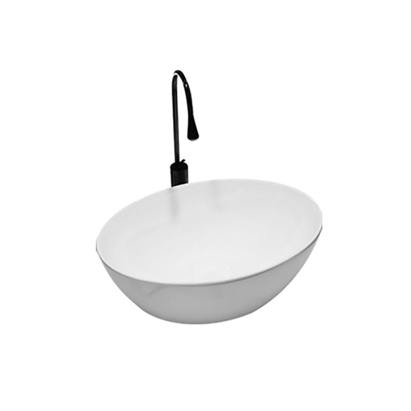 Modern Style Vessel Bathroom Sink Round Ceramic Vessel Bathroom Sink in White