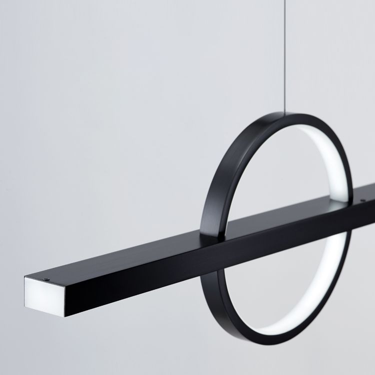 Minimalism Hanging Light Linear Island Light Fixture in Black for Dining Room
