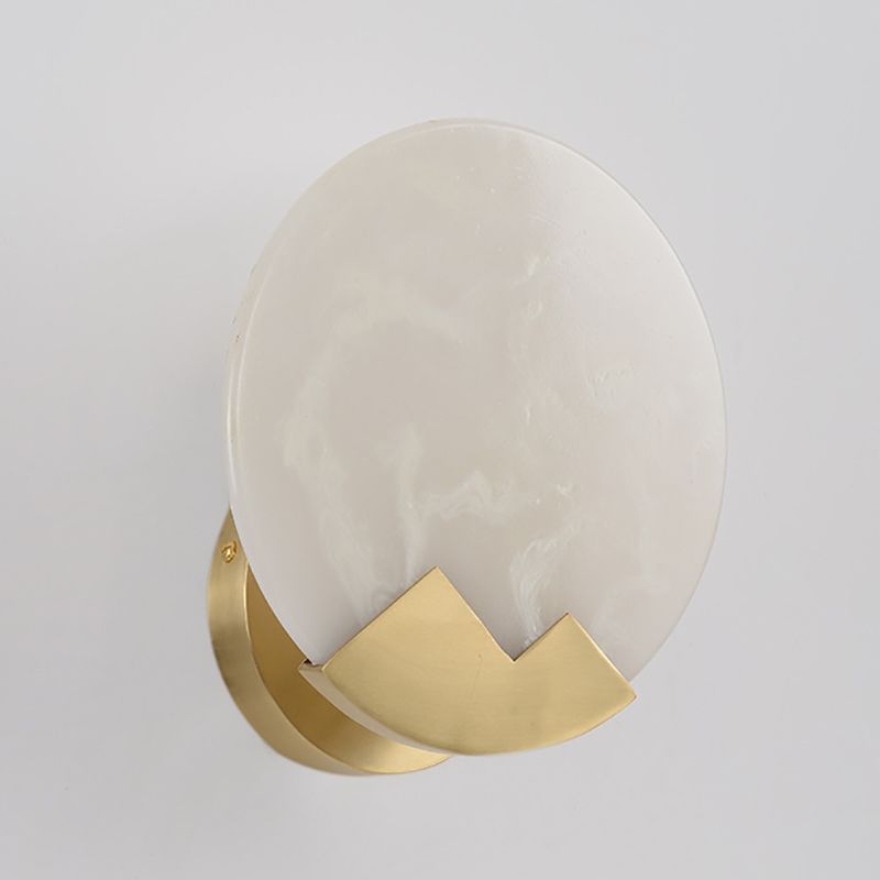 Brass Round Wall Light Postmodern 8" Wide Wall Sconce in Gold for Living Room