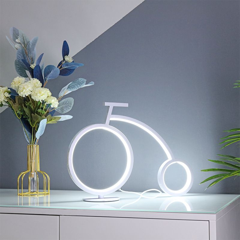 Novelty Bike Shaped Nightstand Lamp Minimalist Metal Bedside LED Table Light