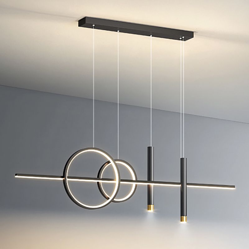 Modern Metal Track Light Multi-Head Restaurant Island Lighting Fixtures with Acrylic Shade