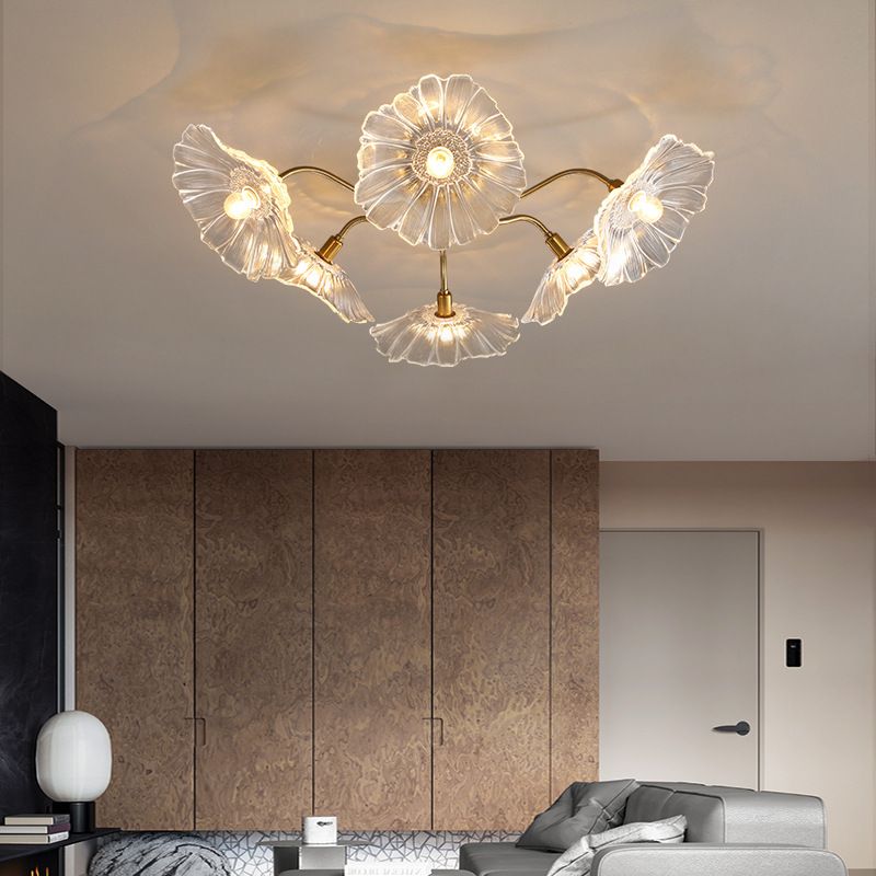 Blume Semi Flush Mount Leuchte moderne Glasdeckleuchten für Wohnzimmer