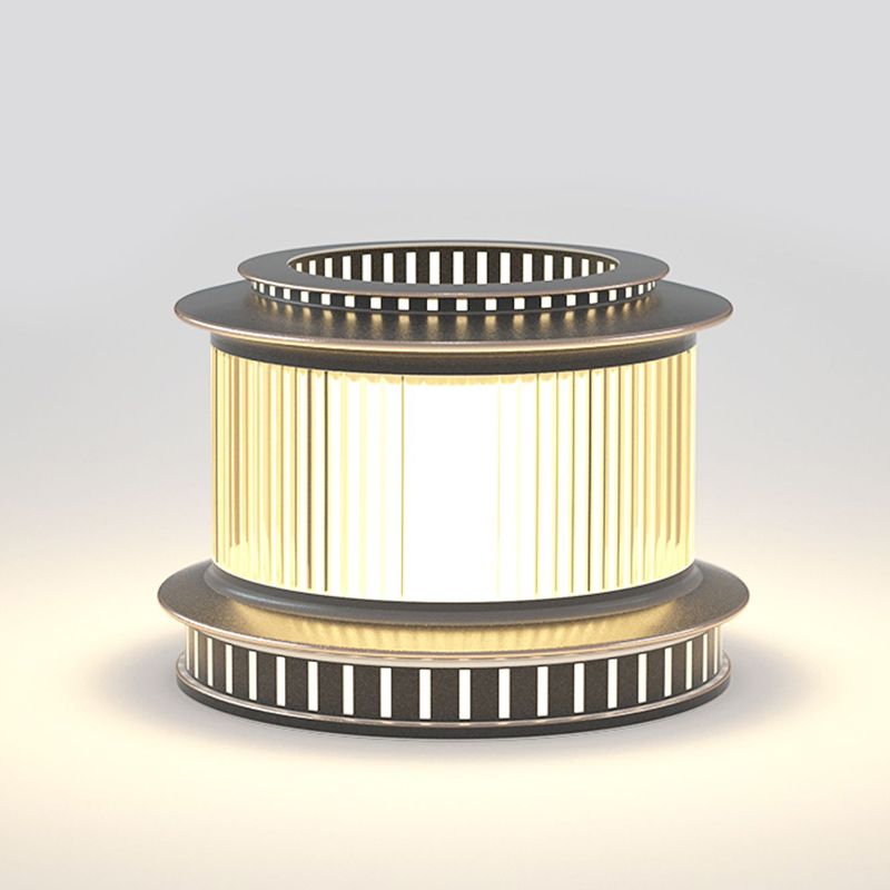 Drum Shape Solar Pillar Lamp Modern Waterproof Outdoor Lights