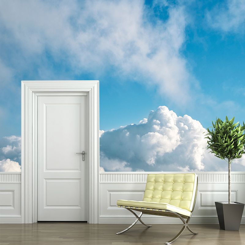 Blue Sky Mural Wallpaper with Cloud Modern Wall Decor for Sleeping Room