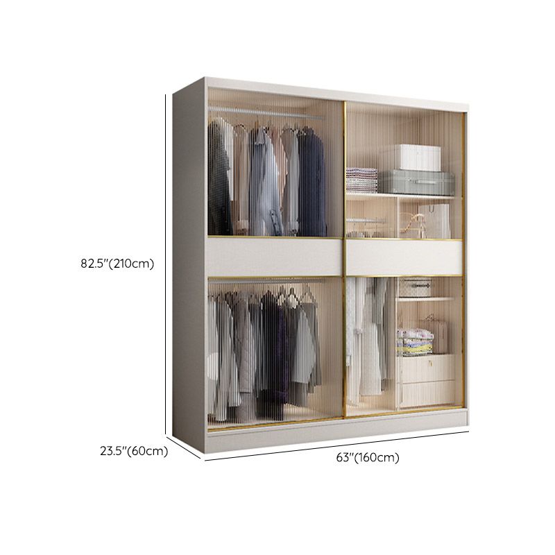 White Engineered Wood Wardrobe Closet Sliding Wardrobe Armoire