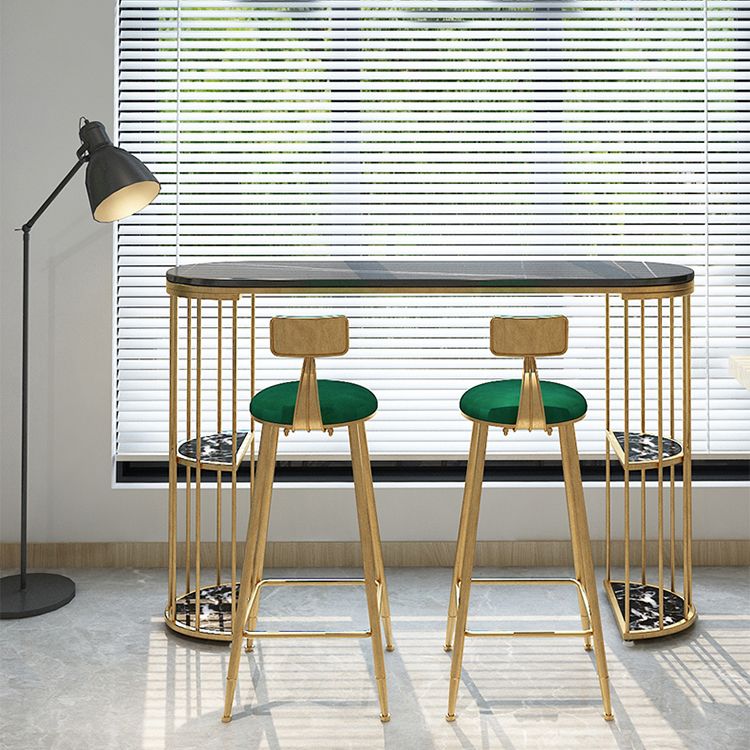 Contemporary Storage Counter Height Table Oval Double Pedestal Table Only