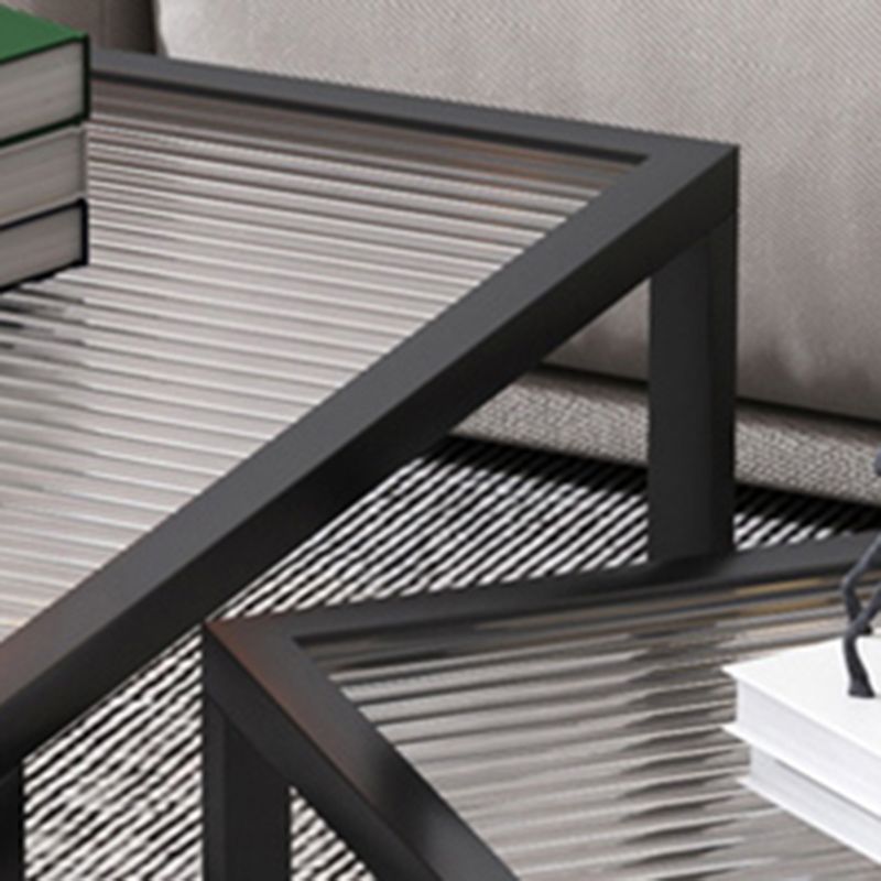 Minimalist Glass Top Coffee Table Round Open Shelf Cocktail Table