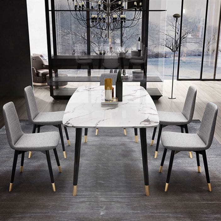 Glam Style Sintered Stone Dining Set Rectangle 1/2/4/6/7 Pieces Dining Set