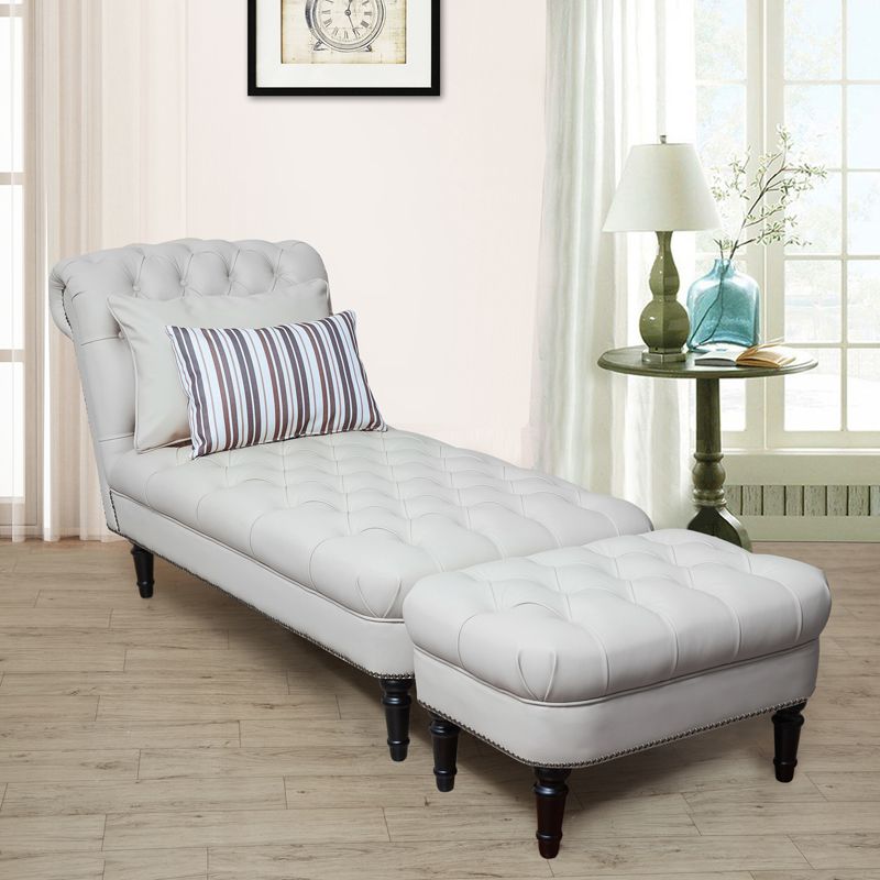 Modern Tufted Chaise Lounge Birch Armless Chaise for Bedroom and Living Room