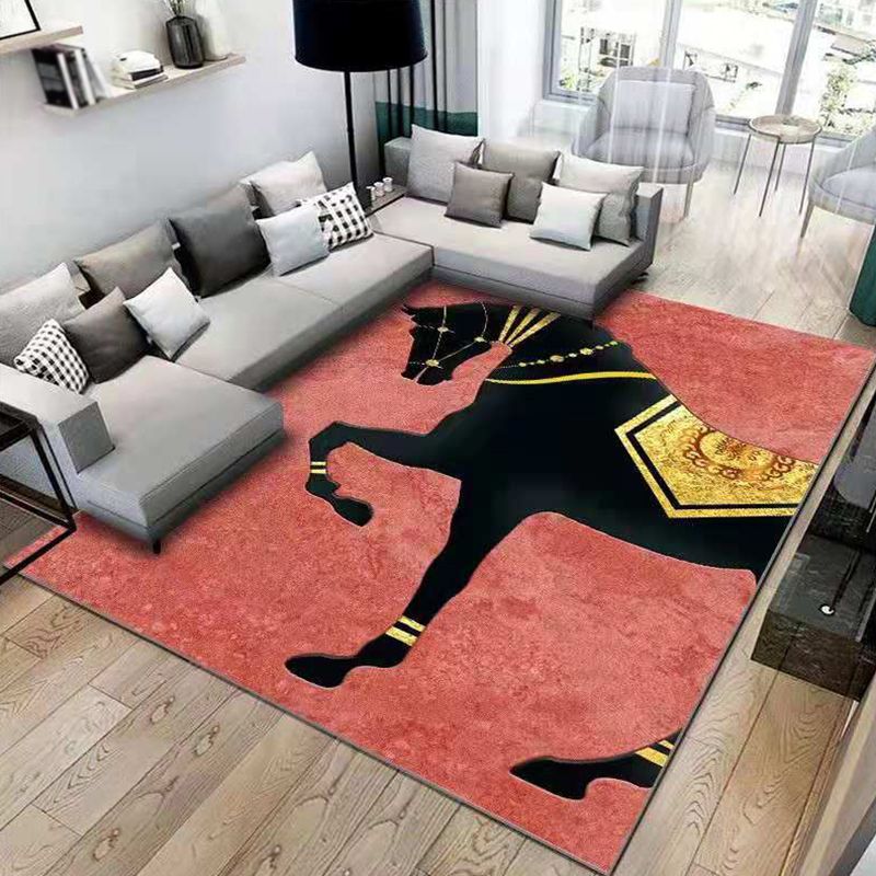 Contemporary Simplicity Area Rug Rectangle Horse Pattern Carpet Anti-Slip Backing Carpet for Home Decoration