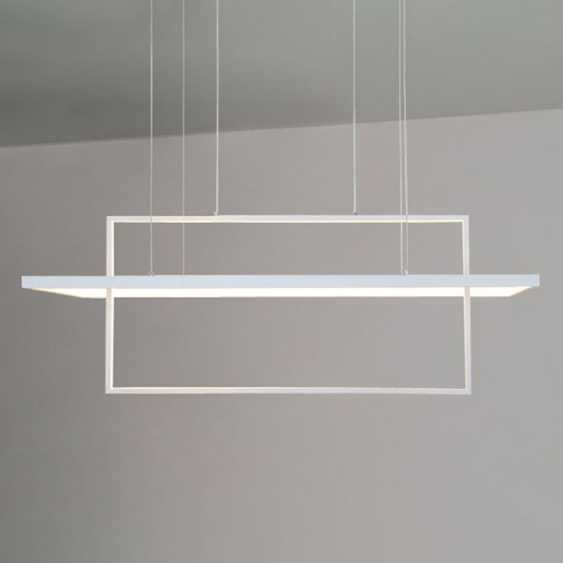 Modern Rectangle Hanging Chandelier Metal Pendant Light Kit