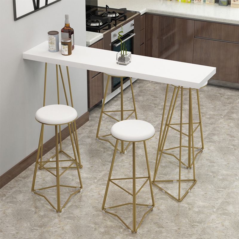 Glam Style Bar Table Rectangle Solid Wood Bar Dining Table for Living Room