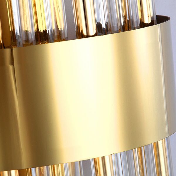 Modern Luxury Geometric Wall Lamp Metal 2-Light Wall Light with Crystal Shade