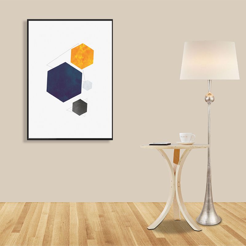 Textured Novel Hexagon Pattern Art Contemporary Style Canvas Painting, Multiple Sizes